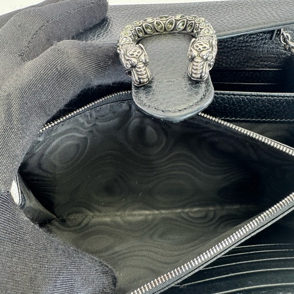 Gucci Black Pebbled Leather Dionysus Mini Wallet On Chain Bag - Picture 12 of 16